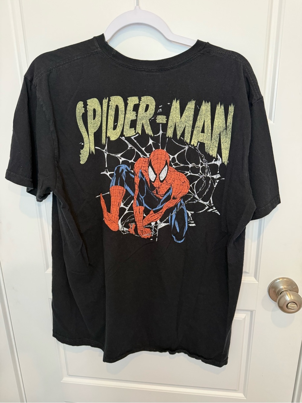 Marvel Spiderman Shirt Adult Size Large Black Short Sleeve Graphic Tee Mens